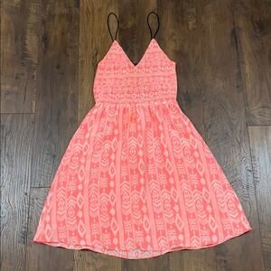 Dolca Vita Pink/White Aztec Pattern A-Line Dress